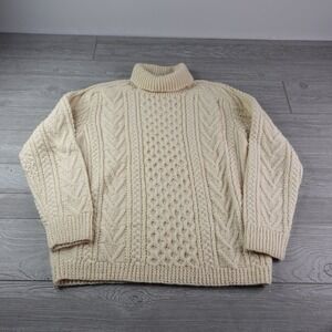 Vintage Gaeltarra Cable Knit Sweater Mens Size 46 Turtleneck Hand Knit Pure Wool